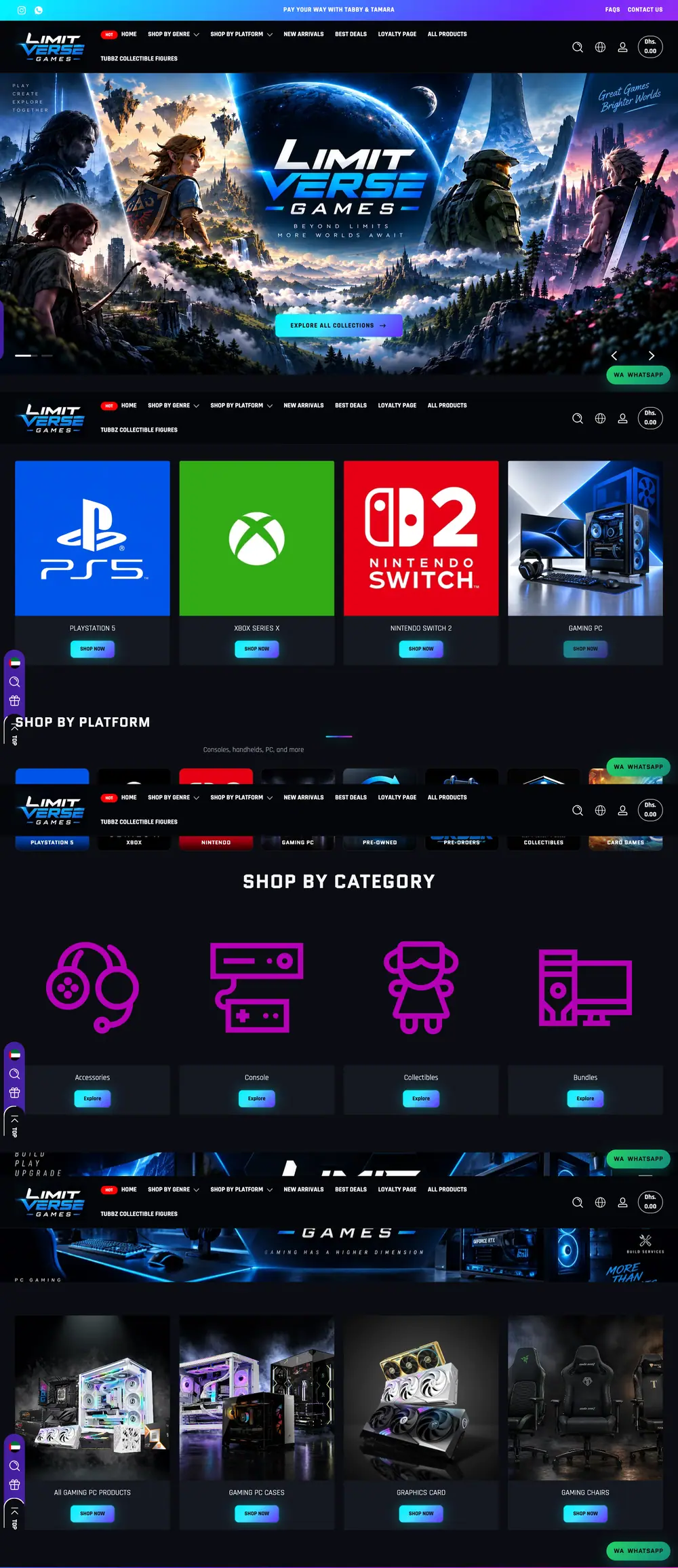 LimitVerse Games on a laptop: the live site at limitversegames.ae